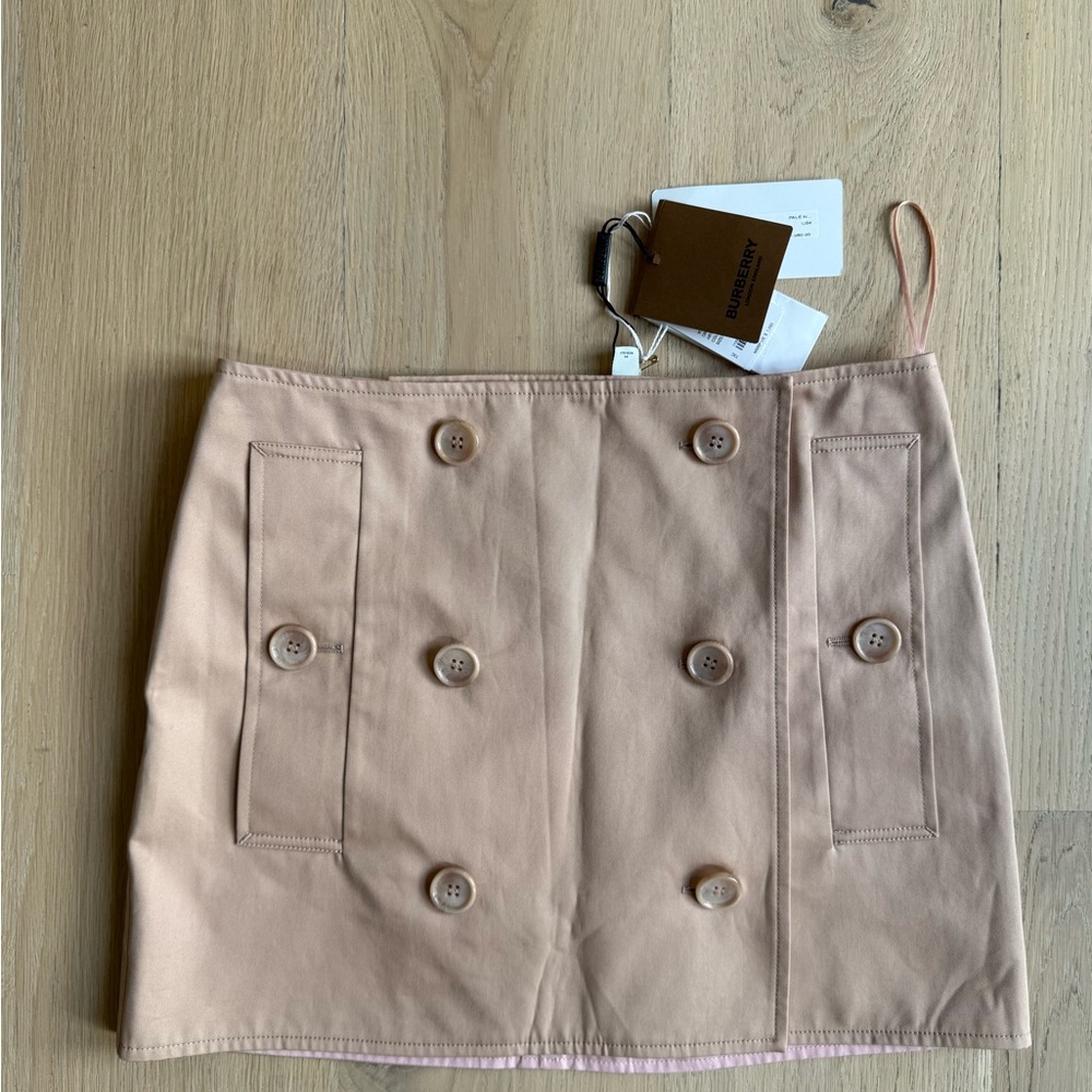 Burberry Double-Breasted Beige Mini Skirt